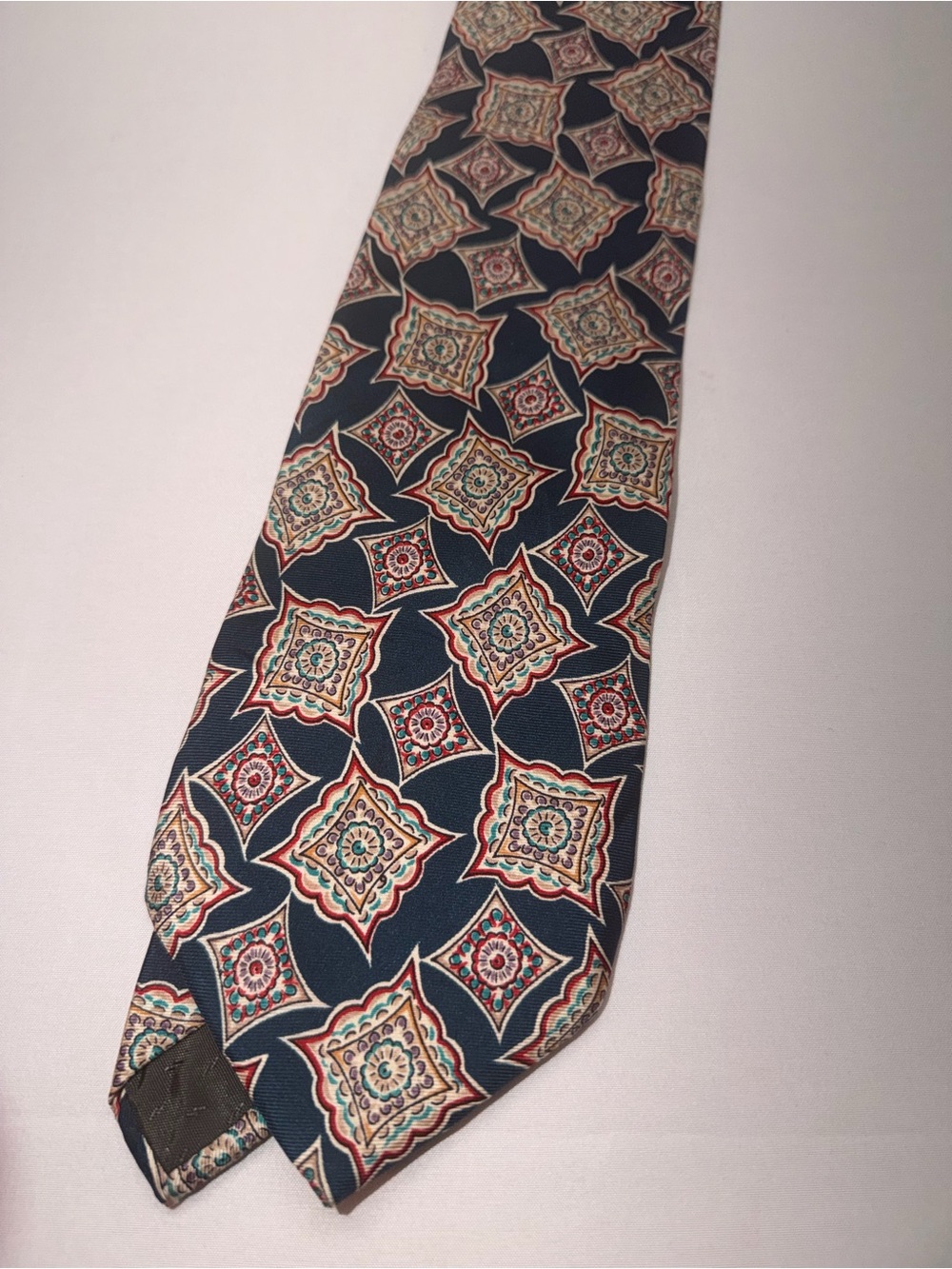 Vintage Pierre Balmain Paris Tie 100% Italian Silk Geometric Medallion 3.5”
